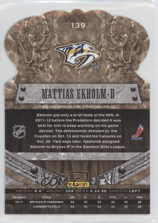 2011-12 Panini Crown Royale Rookie Royalty Mattias Ekholm #139 Rookie RC - Image 2 of 2