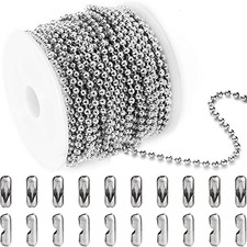 Jishi Steel Ball Chain Bead Dog Tag Chain Beaded Ball Chain 33ft 3.0mm Silver