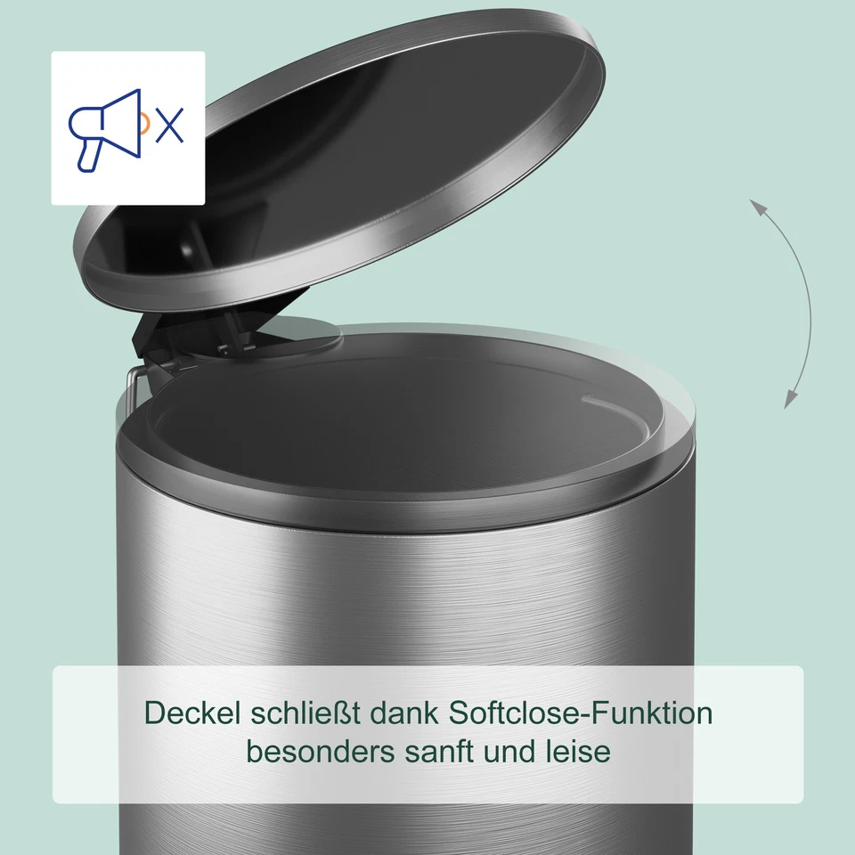 Kosmetikeimer Treteimer Mülleimer Toiletteneimer WC Eimer Badeimer Edelstahl 3l - Bild 2 von 4