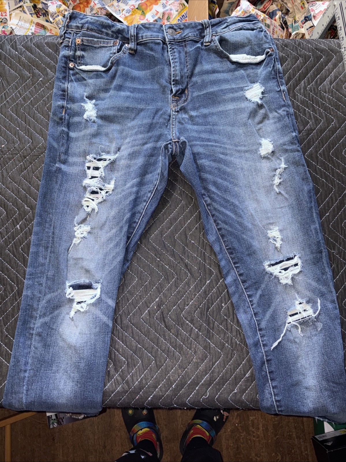 American Eagle 36 x 32 Next Level Flex Jeans Distressed Slim Straight