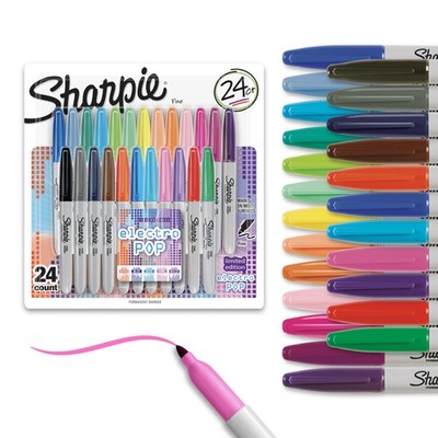 Sharpie Permanent Markers Fine Tip Limited Edition Assorted Colors 24 Coloring
