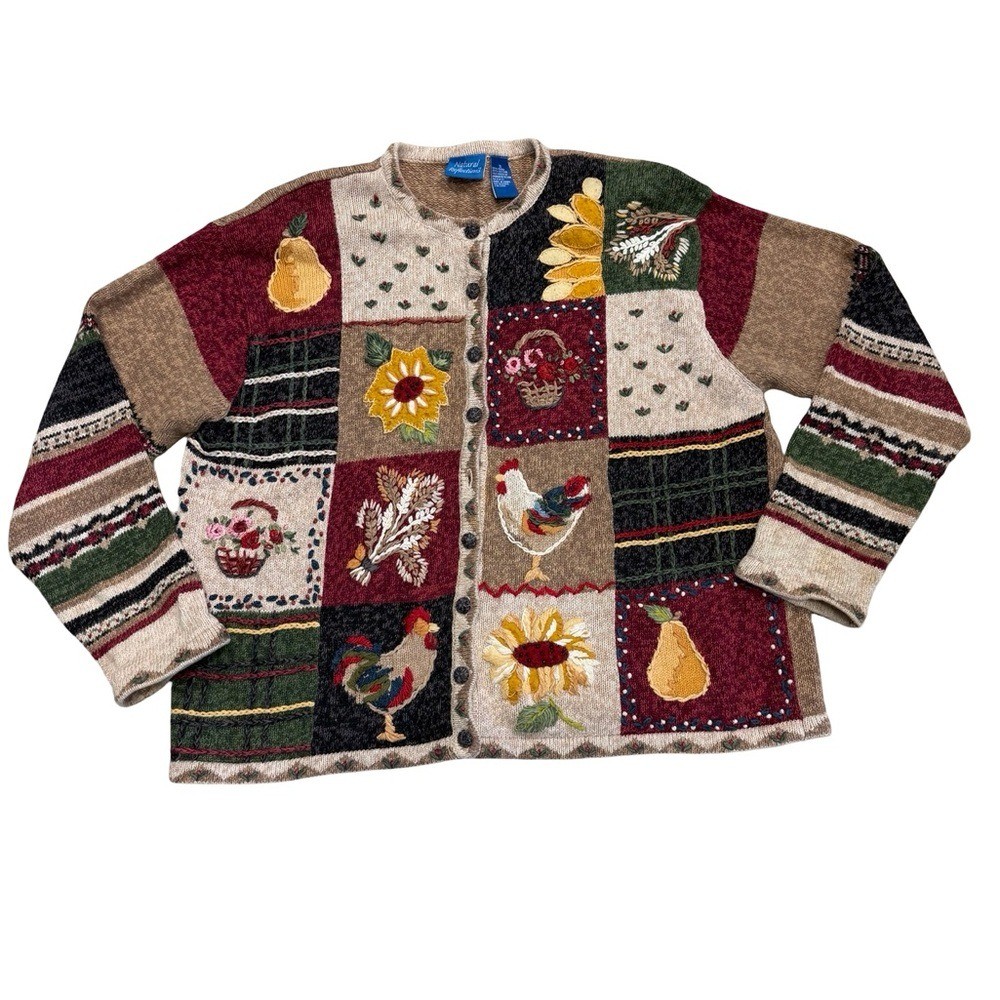 ✨Natural Reflections XL Patchwork Rooster Sunflow… - image 1