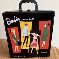 Vintage Ponytail Barbie Doll Carrying Case - 1961 Black Mattel Clothes Trunk 60s