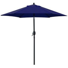 7.5' Patio Market Umbrella with Push Button Tilt and Crank, Navy Blue