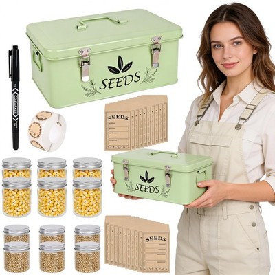 HomdMarket Spring Seed Storage Organizer | 3Compartment Metal Seed Box with L...