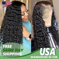 5x5 Deep Wave Transparent Lace Wigs Natural Color Lace Front Wigs Human Hair