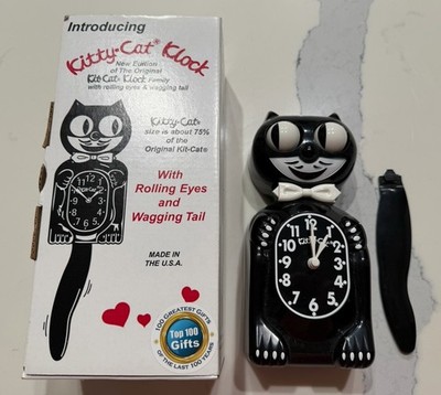 Kit Cat Klock Classic   Small, Black, Swinging Tail & Eyes, Retro Clock Working