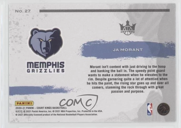 2020-21 Panini Court Kings Points in the Paint Ja Morant #27 - Image 2 of 2
