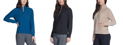 Skechers Women's GIWALK Active Ribbed Quarter Zip Pullover