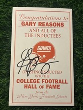 Gary Reasons Autographed College Football Hall of Fame Induction Signed Auto