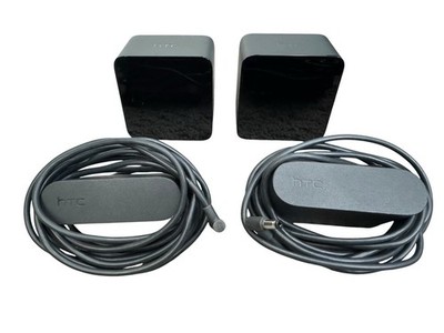 Pair of Original HTC Vive Base Station 1.0 SteamVR w/ OEM Adapters FAST S&H NICE
