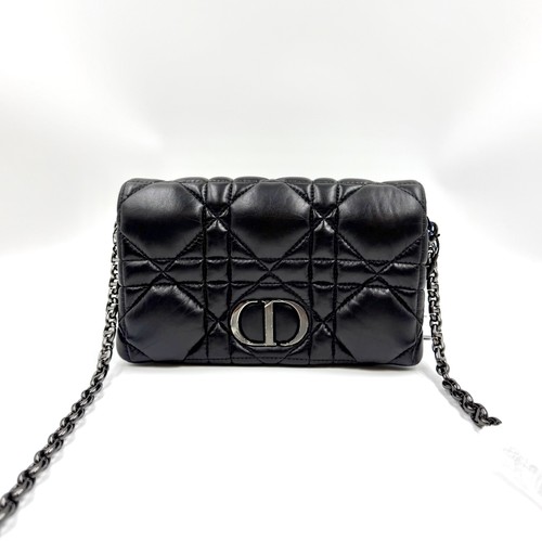 Pre-Owned Dior Caro Mini black quilted calfskin leather Bag