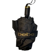 Bebe Womens Fashion Black Gold Rain Or Shine Auto Open Umbrella