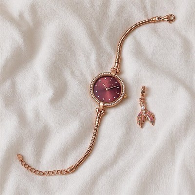 GNOCE Armbanduhr Rosegold   Charm-Armband & Meerjungfrau-Flosse - Neu - Braclet