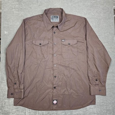 Dixxon Shirt Mens 3XL Brown Stripe Long Sleeve Workforce Button Front Workwear