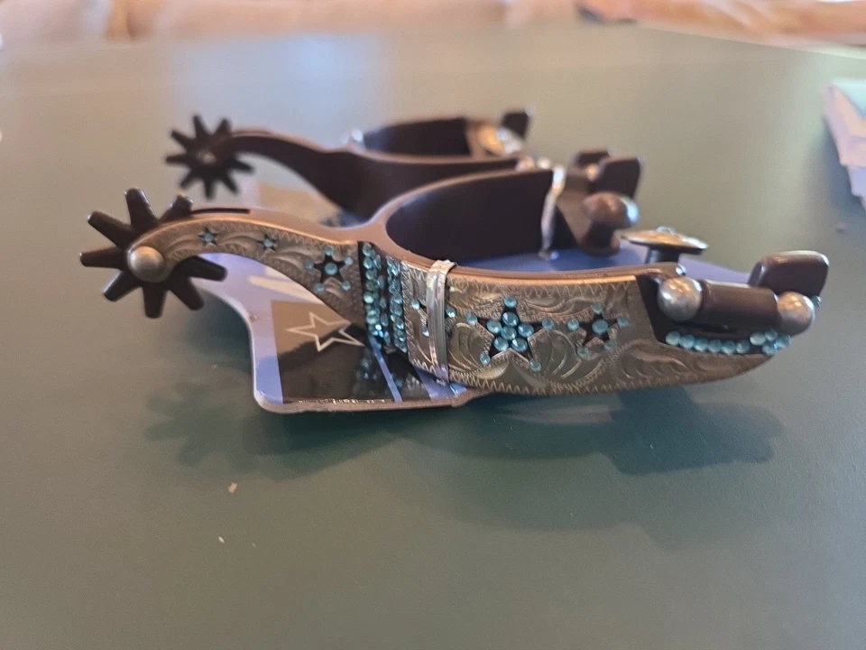 Abetta Womens Barrel Racer Pair Spur With BLING!!! - Image 3 of 4