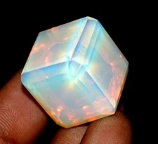 100+ Ct Blue Fire Opal Cube Cut Certified Loose Gemstone