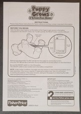 Instructions ONLY - Puppy Grows  Knows Your Name - Mattel - 2008