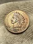 1901 Indian Head Cent Penny, Lustrous Choice AU+++++++Toned Red Brown High Grade
