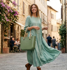 Borsa a mano donna Obag disegnata da E. Magenta Made in Italy in gomma verde