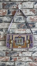 Rebeca Sanver lila bestickt Perlen Schultertasche Abendtasche