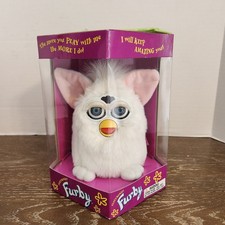 Vintage 1998 Tiger Electronics All White Snowball Furby 70-800 nuovo in scatola sigillata