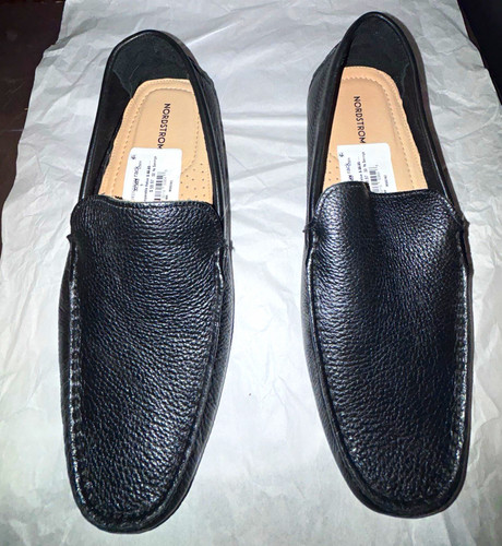 Nordstrom Men's Leather Slip-On Loafer Shoes Black Size 9 Round Toe