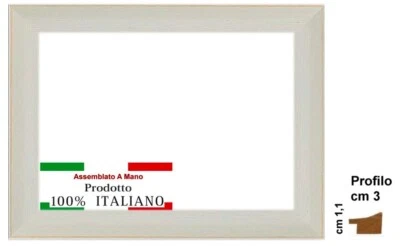 Cornice Bianca Shabby, in legno, per stampe,foto,poster,attestati. Misura cm 3