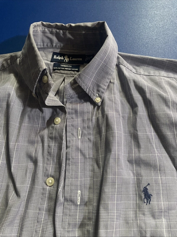 Camisa de vestir Polo Ralph Lauren YARMOUTH 15 1/2-33 para hombre con botones manga larga a cuadros Foto 2 de 4