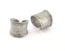 Adjustable Ring Antique Silver Plated Brass 16.5mm 6US inner size 2004