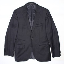 Hugo Boss The Sweet3 Mens Sport Coat 38R Solid Navy Blue Wool Blazer Jacket