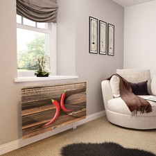 Glass Radiator Cover Printed - 2 Chillies on Chopping Board - By Premier Range