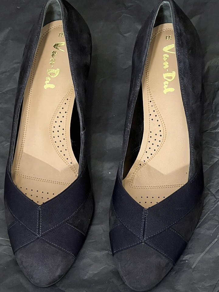 VAN DAL BLACK SUEDE/FABRIC COURT SHOES SIZE 6 eBay