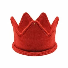 Wrapables Baby Birthday Party Knitted Crown Headband Beanie Cap Hat, Red