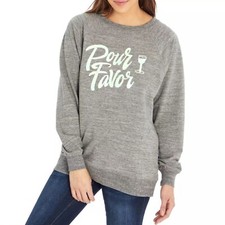 WOMEN'S STATEMENT SWEATSHIRT BY WILDFOX GRAY POUR FAVOR S-M-L-XL-XXL NEW