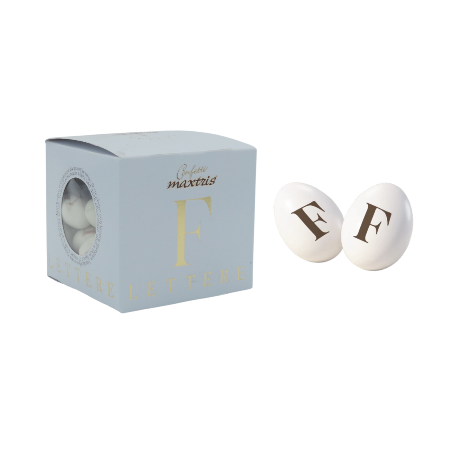 Confetti Maxtris Lettera F Ciocomandorla Colore Bianco 200 g Cioccolato Mandorla