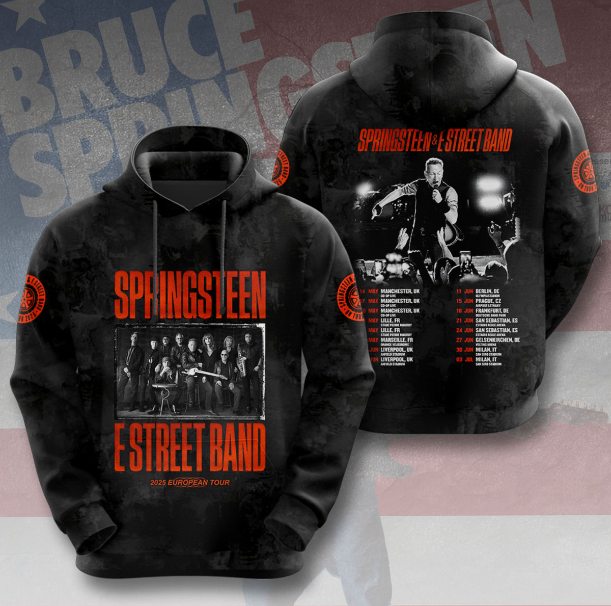 Bruce Springsteen 2025 European Tour 3D Hoodie, Gift For Fans