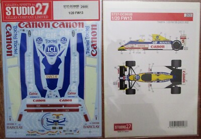 DECAL: 1/20 S27865 for Tamiya 1989 Williams FW13