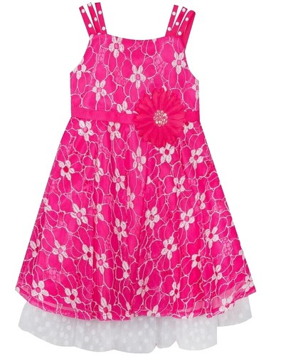 Robe Bouffante Fille Rare Editions Taille 6, Floral Rose Et Vert, Neuve