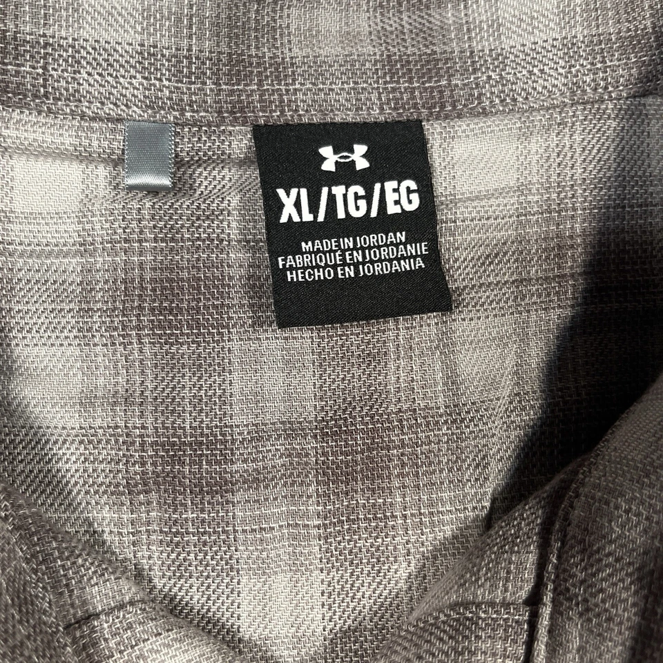 Under Armour UA Tradesman Flex Flannel Shirt Men's XL Gray Plaid Snap EUC - Image 4 of 4