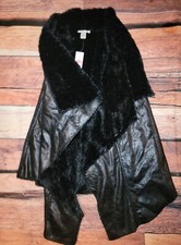 Westbound Womens Faur Fur Vest Wrap 1x Nwt Black