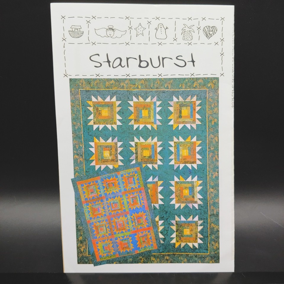Log Cabin Starburst Pieced Quilt Pattern 78x99 & Table Runner 83x24 ...