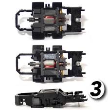 3pc TYCO Mattel 1997 440-X2 HO Slot Car Long +Short Wheel Base Bare WIDE CHASSIS