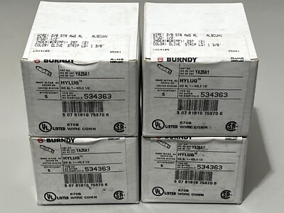 Burndy YA26A1 (20 pcs) 2/0 Compression Lug 1/2'' Hole Aluminum 534363