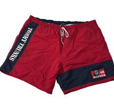 Vtg Tommy Hilfiger Swim Trunks Red y2k Pocket Tommy Trunks Drawstring Shorts XL