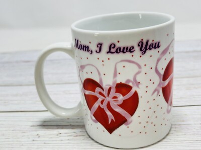 Mom I Love You with Heart Coffee Tea Ceramic Printed Mug Gift For Mom 3.75 