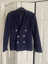 H&M Blue Double Breasted White Buttons Cotton...