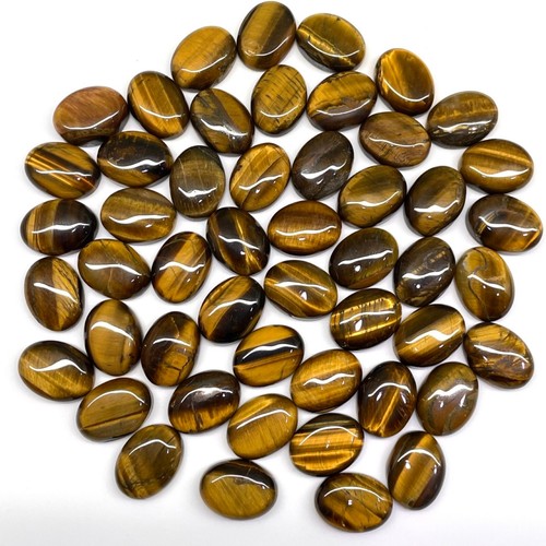 50 Pcs Natural Tiger Eye 16x12mm Oval Cabochon Loose Gemstones Wholesale Lot - Picture 6 of 15