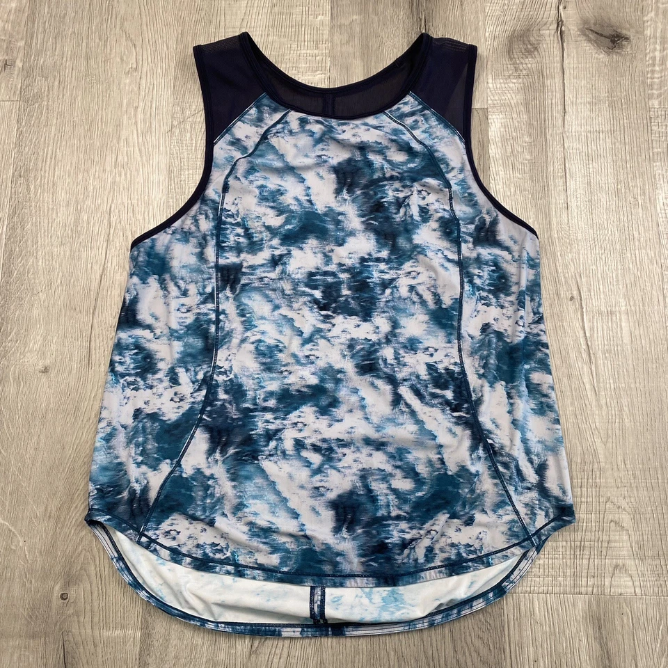 Lululemon Womens Size 8 Tank Top Floral Print Mesh Open Back Sleeveless Yoga - Image 3 of 4