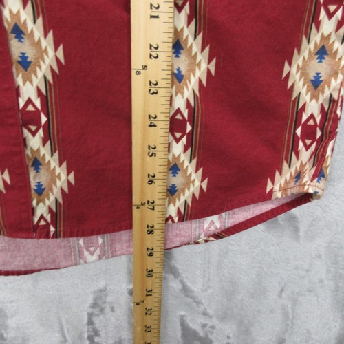 Wrangler Shirt Men's Medium Maroon Western Pearl Snap Aztec Cowboy - Picture 9 of 16